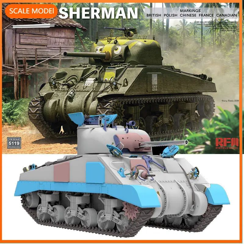 1/35 Ryefield model building kits RM-5119 M4A4 Sherman tank, for birthday toys, collectible gifts