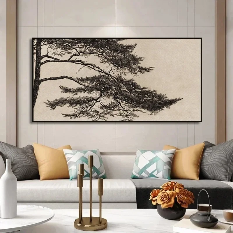 1pc frameless Canvas Painting Vintage Pine Tree Branch Drawing Posters and Prints Canvas Painting Wall Art Picture for Living Ro