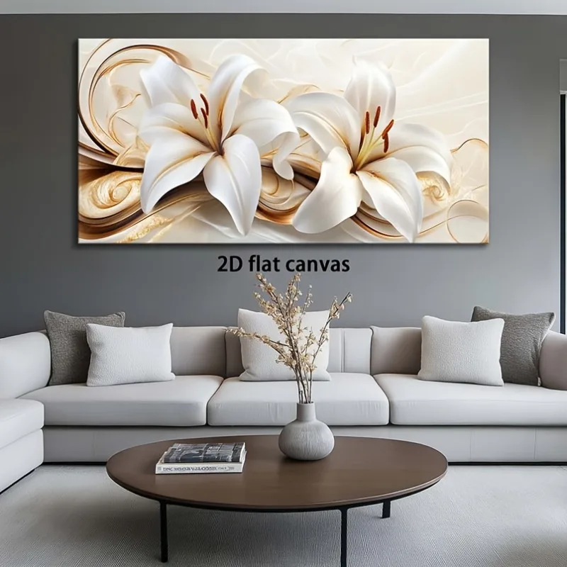 

2D Flat Elegant Lilies Modern Paintings Canvsa Wall Frameless Picture Artwork Living Room Bedroom Office High Quality Home Decor