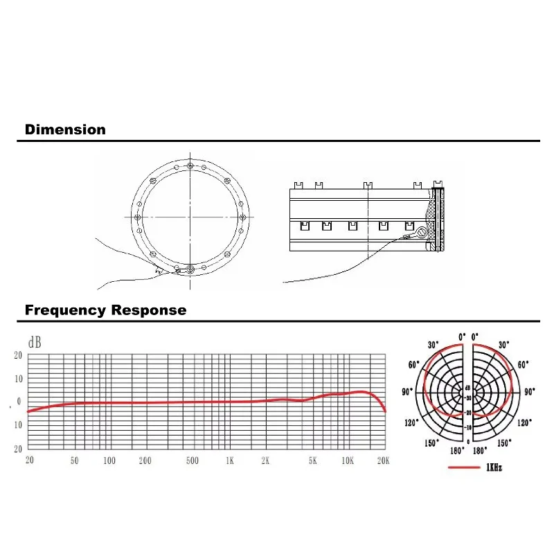 CY032 34mm Non-Centering Single Mylar Gold-Plated Diaphragm Waterproof Condenser Microphone Capsule Cartridge Heads