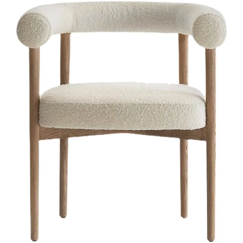 

Modern Luxury Lamb Wool Boucle Chairs for Cafe & Restaurant Scandinavian Design Fabric Dining Armchair