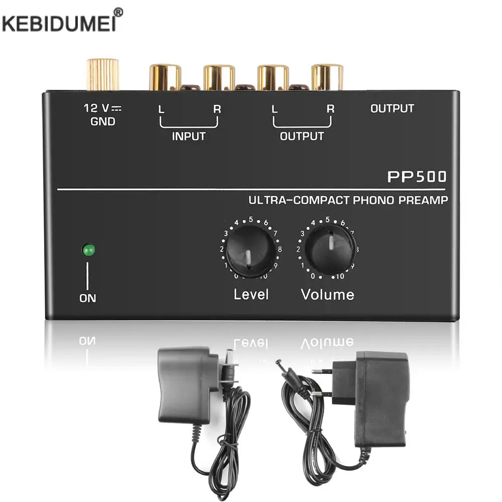 PP500 Mini Amplificatore Amplificatore per cuffie Preamplificatore fono Preamplificatore Amplificatore audio stereo Amplificatore per auricolari con adattatore di alimentazione