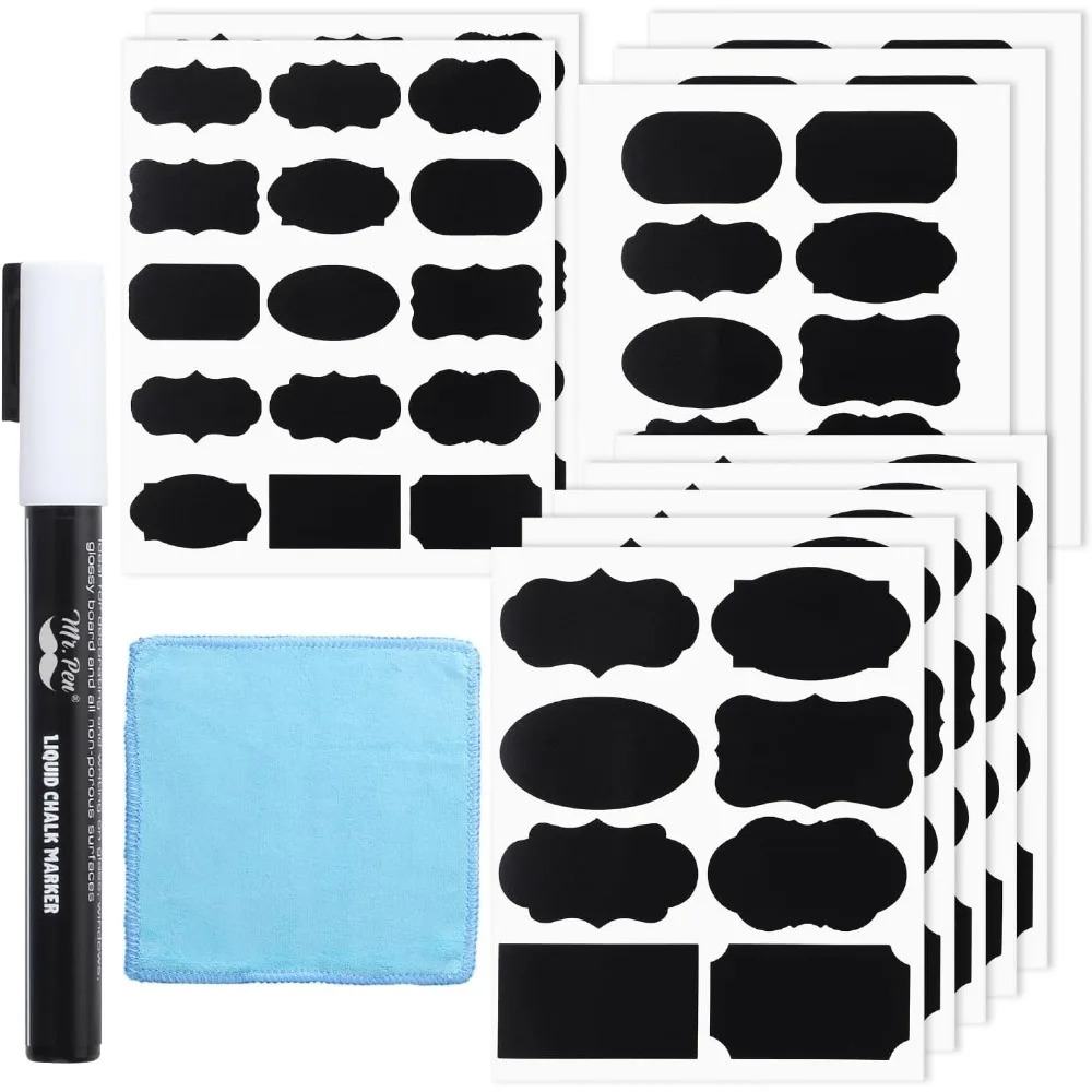 

100 Pack Assorted Shapes Chalkboard Labels Waterproof Reusable Stickers for Mason Jars, Food Containers, Pantry Storage