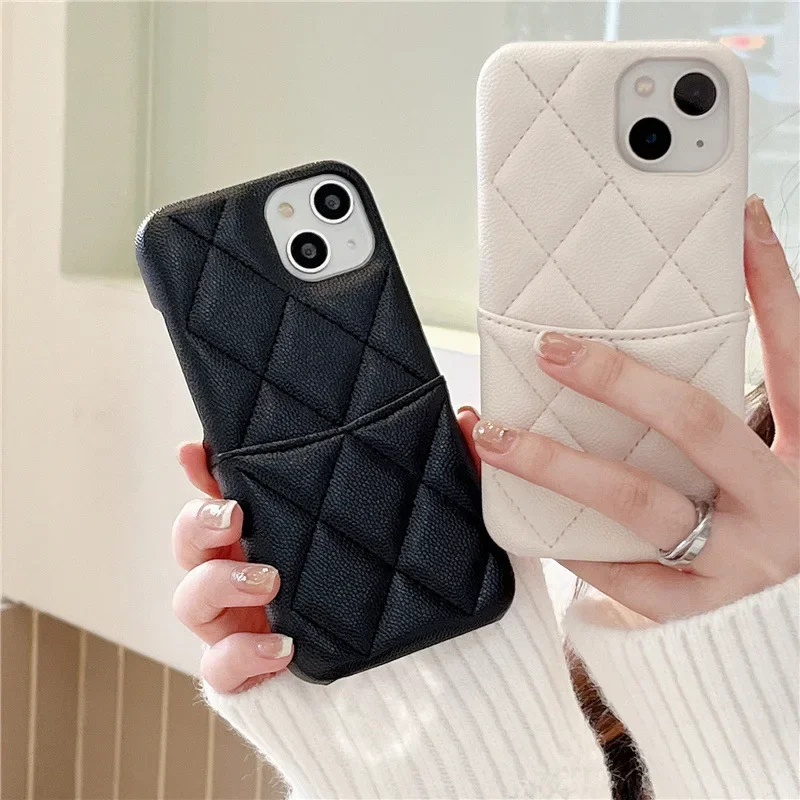 

Xiaoxiangfeng Lingge Luxury Suitable for iPhone 15promax Phone Case 14 Leather Card 13pro Litchi Pattern 12 Protection Cover