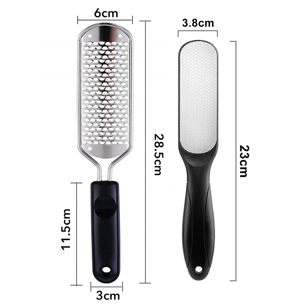 2 ピース/セット足ファイルカルスリムーバーステンレス鋼足やすりプロフェッショナルスクラバーペディキュアツールプレミアムフットケアツール