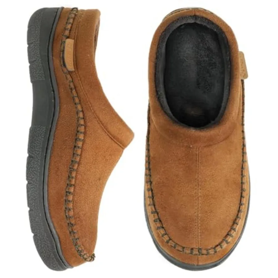 

Zigzagger Men's Slip On Moccasin Slippers Indoor/Outdoor Warm Fuzzy Comfy House Shoes Fluffy Wide Loafer Slippers