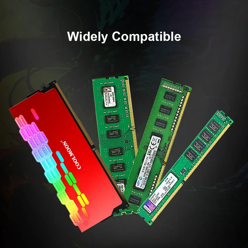 COOLMOON RA-2 RAM Memory Bank Heat Sink Cooler 5V 3Pin ARGB Colorful Flashing Heat Spreader For PC Desktop Computer Accessories