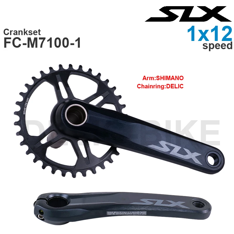 Bộ Chuyển Động Shimano SLX M7100 1x 2x 12 Tốc Độ Crankset FC-M7100 FC-M7120 - 1x12-speed 30T 32T 34T Ban Đầu Phần hoặc Với DELIC Chainring