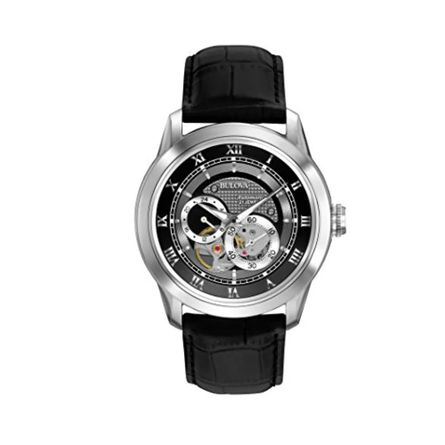 

Bulova Men's Classic Sutton 4-Hand Automatic Watch, 24-Hour Sub Dial, Open Aperture, Self-Winding, Exhibition Caseback, Double