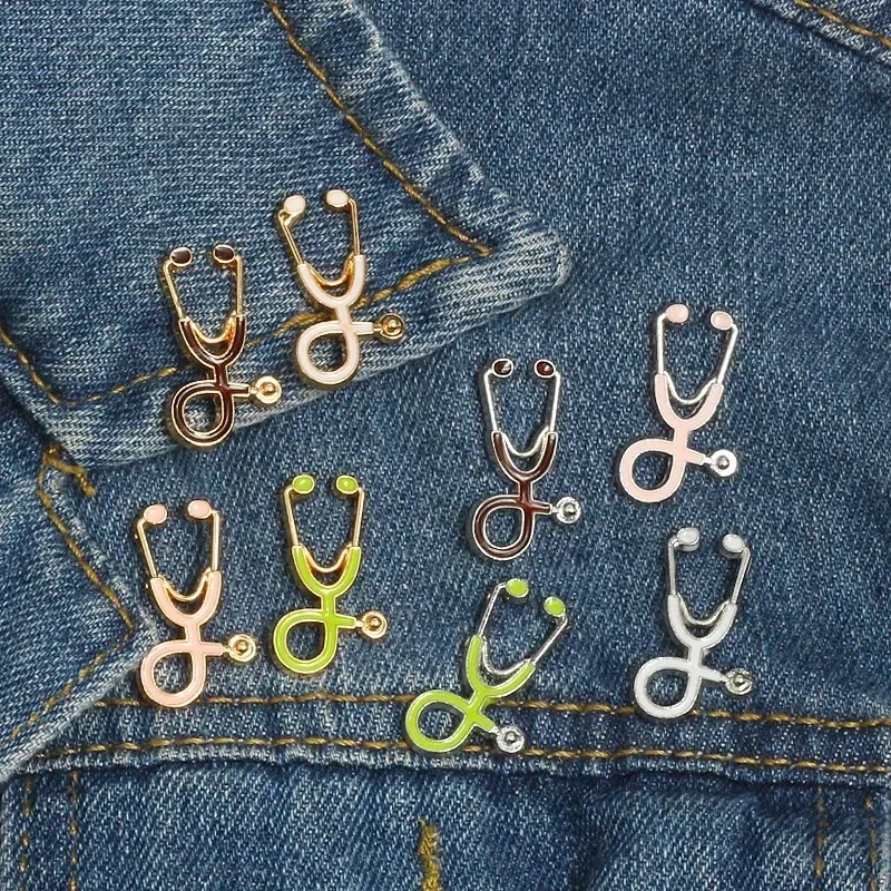 15 pcs Doctors Nurses Mini Stethoscope Brooches Pins Jackets Coat Lapel Pin Bag Button Collar Badges Button brooch Gifts