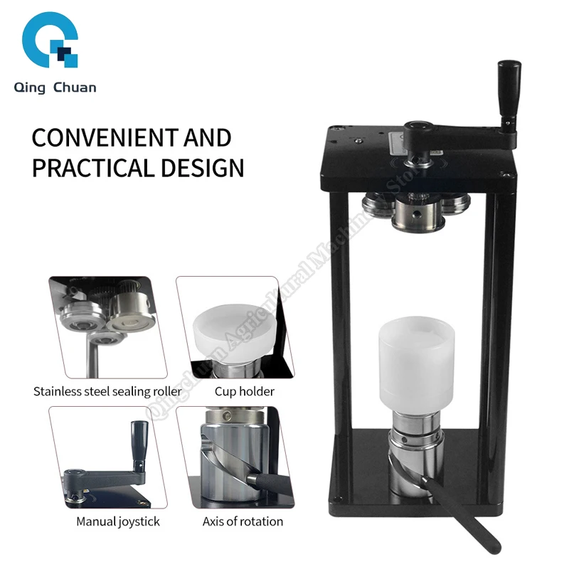 Can Seamer Portable Outdoor Manual Rotary 55MM PET Plastic Aluminum Tin Soft Drinks Coffee Bubble Tea Can Sealing Machine