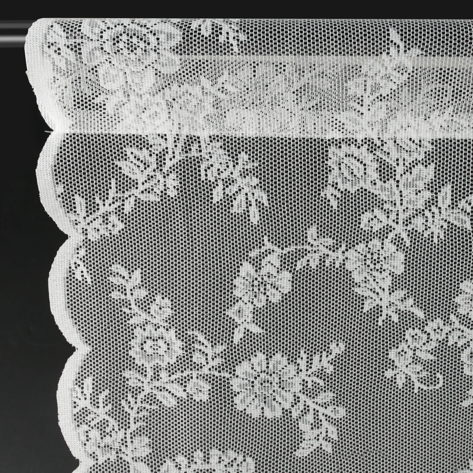 2 Stück Vintage-Blumenstickerei, Spitze, transparenter Vorhang, weiße französische Türvorhänge für Schlafzimmer, Küche, Fenster, feine Vorhänge – Detail 8