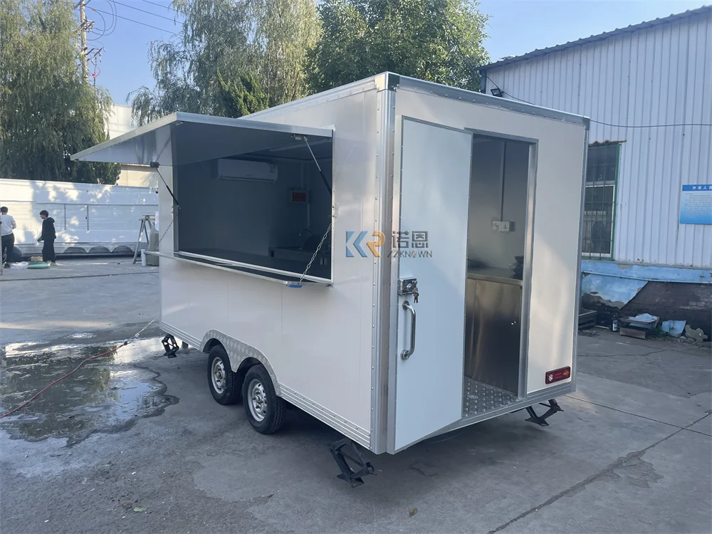 Carrelli per caffè veloci per snack approvati CE Camion per alimenti mobile per hamburger piccoli Rimorchio per alimenti quadrato zincato completamente attrezzato