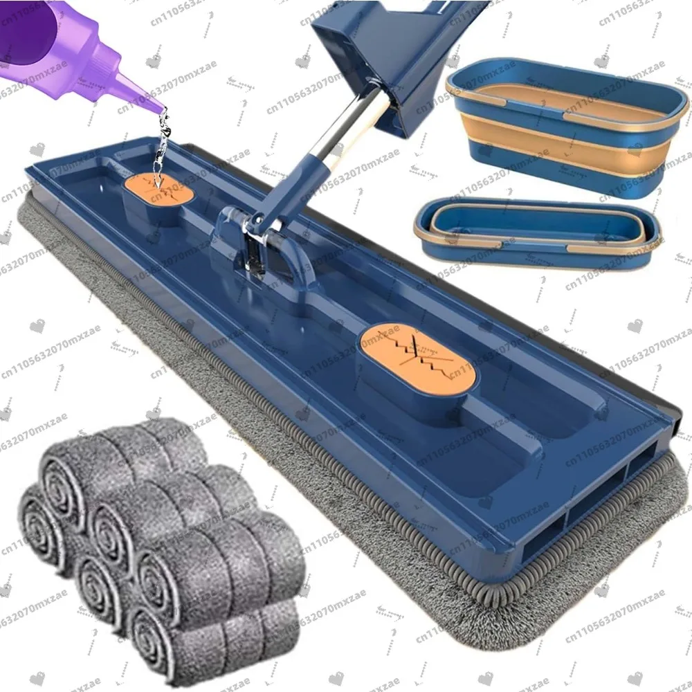 

Large Flat Mop -360° Rotation Self Wringing Spin Mop, with Movable Bucket & 6 Pads, Wet Dry Floor Mop for Multi-Surface Cleaning