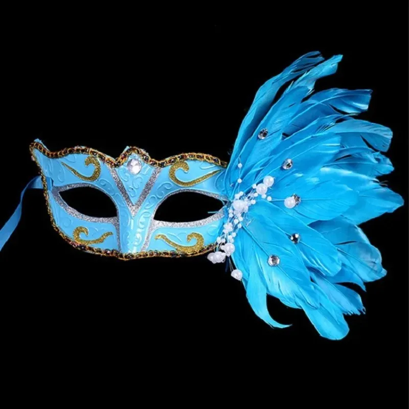 1 Pcs  Masquerade Feather Sexy Venetian Mask Women For Face Multi Color Princess Mask Sexy Half Hallowmas Feather Masks Decor