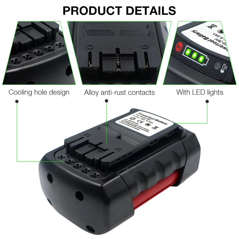 BAT836 Replacement for Bosch 36V 6.0 Ah Li-ion Battery BAT810 BAT840 D70 771 (A)  2607336004 2607336107 2607336108 1600Z003C