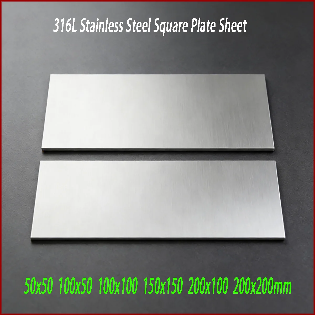 316L Stainless Steel Square Flat Plates Sheets 5mm Thickness Custom Sizes 50x50 to 200x200mm