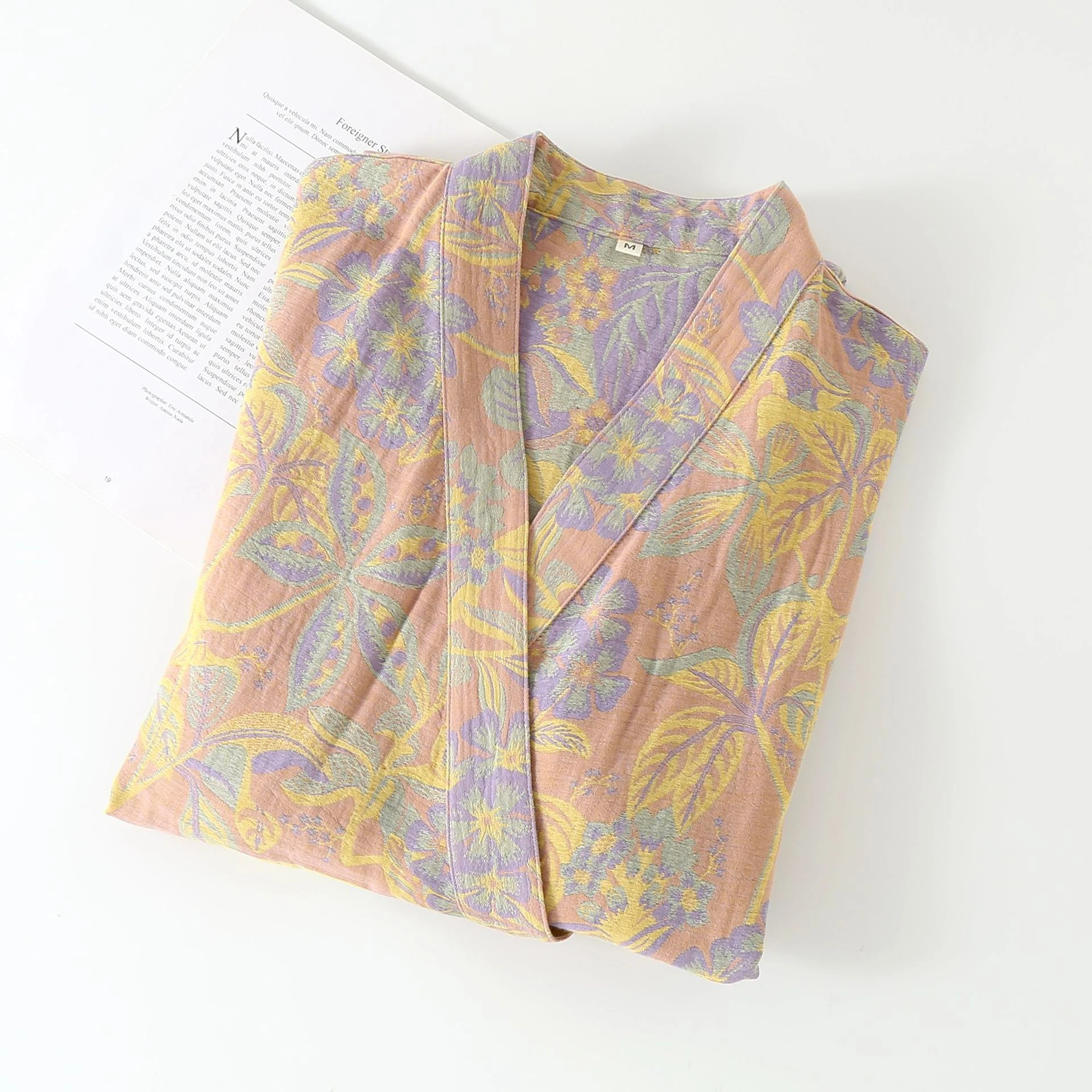 

Women New Kimono Yukata Print Flower Bathrobe Gown Bathrobe Shower Peignoir Pajamas Female Pure Cotton Sleepwear Loungewear