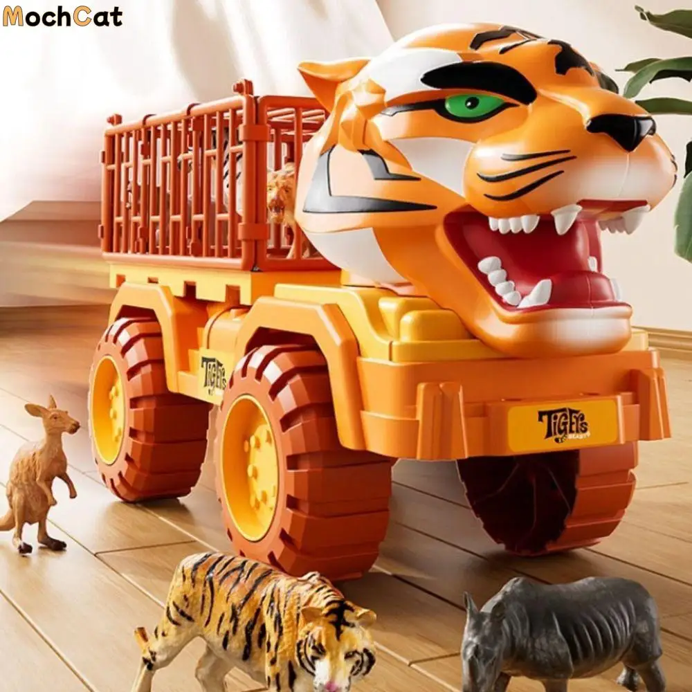 

Plastic Simulated Tiger Transport Vehicle Large Sized with Animal Figures Pull Back Truck Toys Car Craft Decor Early Educational