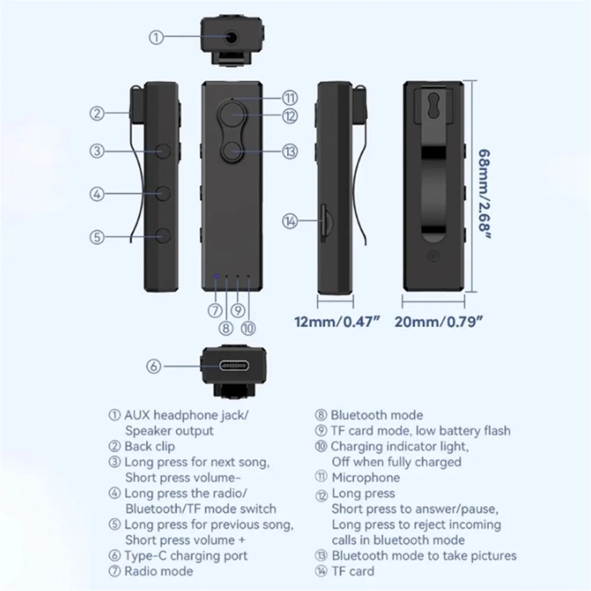 Надежный мини-радио Bluetooth беспроводной приемник с радио и MP3-плеером поддерживает чтение TF-карты-ABDQ