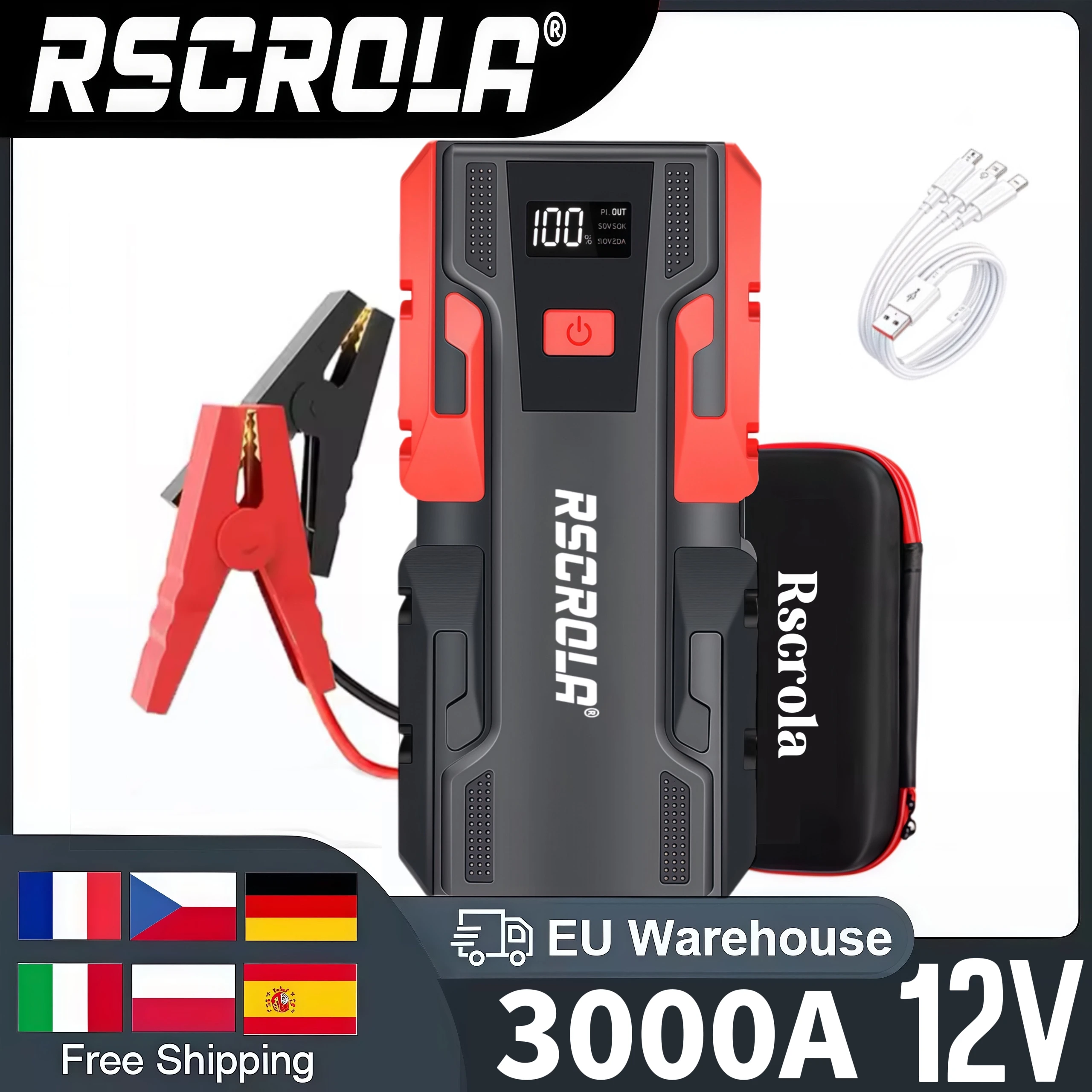 12V Emergency Jump Starter 3000A 99800mAh Portable Car Battery Charger Power Bank