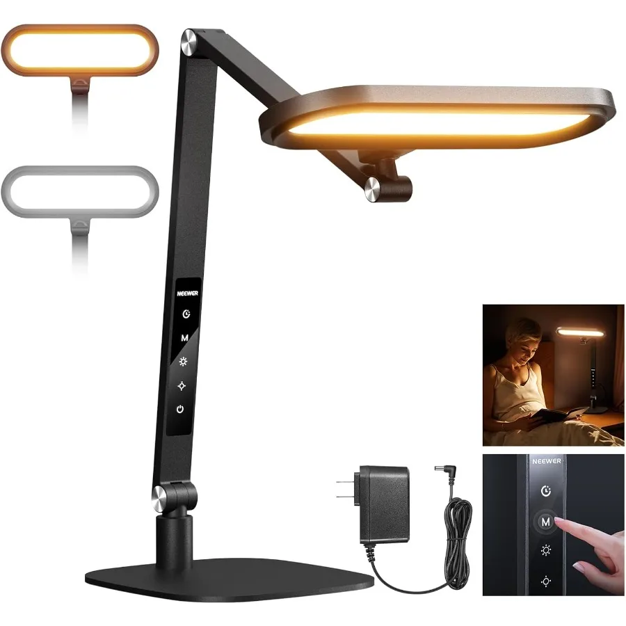 

Basics 16W LED Desk Lamp for Home Office Video Conference Reading Lighting Eye Caring Foldable Double Sided Dimmable Tou
