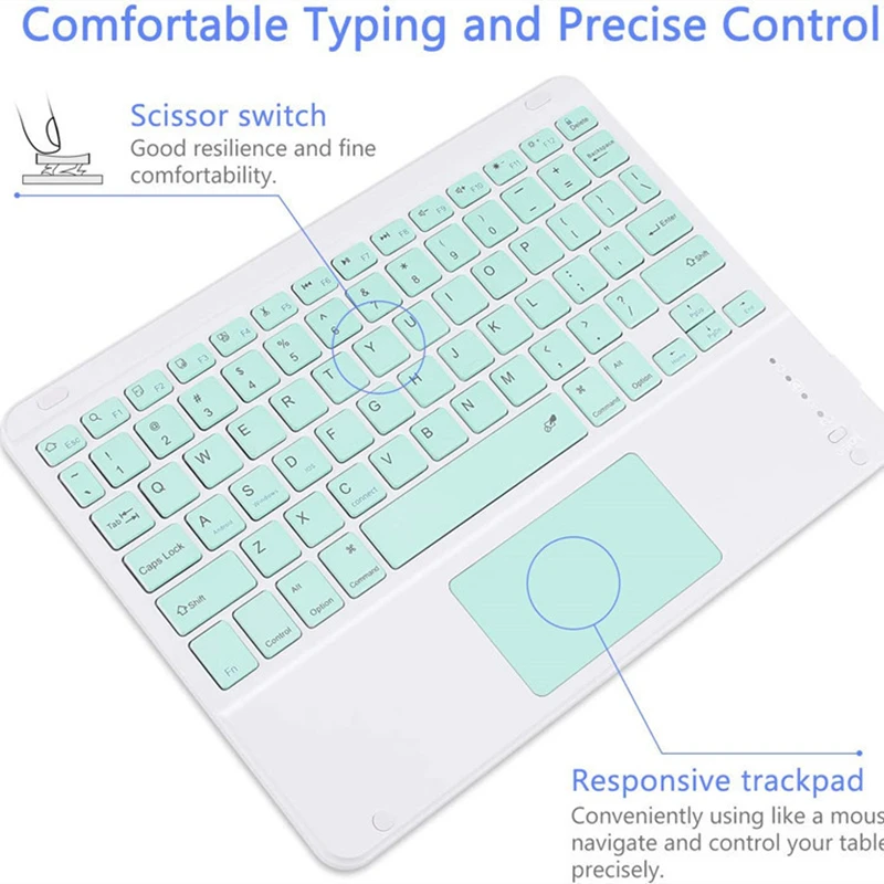 Touchpad Keyboard Bluetooth untuk iPad, Keyboard nirkabel Spanyol Rusia Hebrew Korea Bahasa Arab Ibrani Teclado untuk Android Samsung Tablet