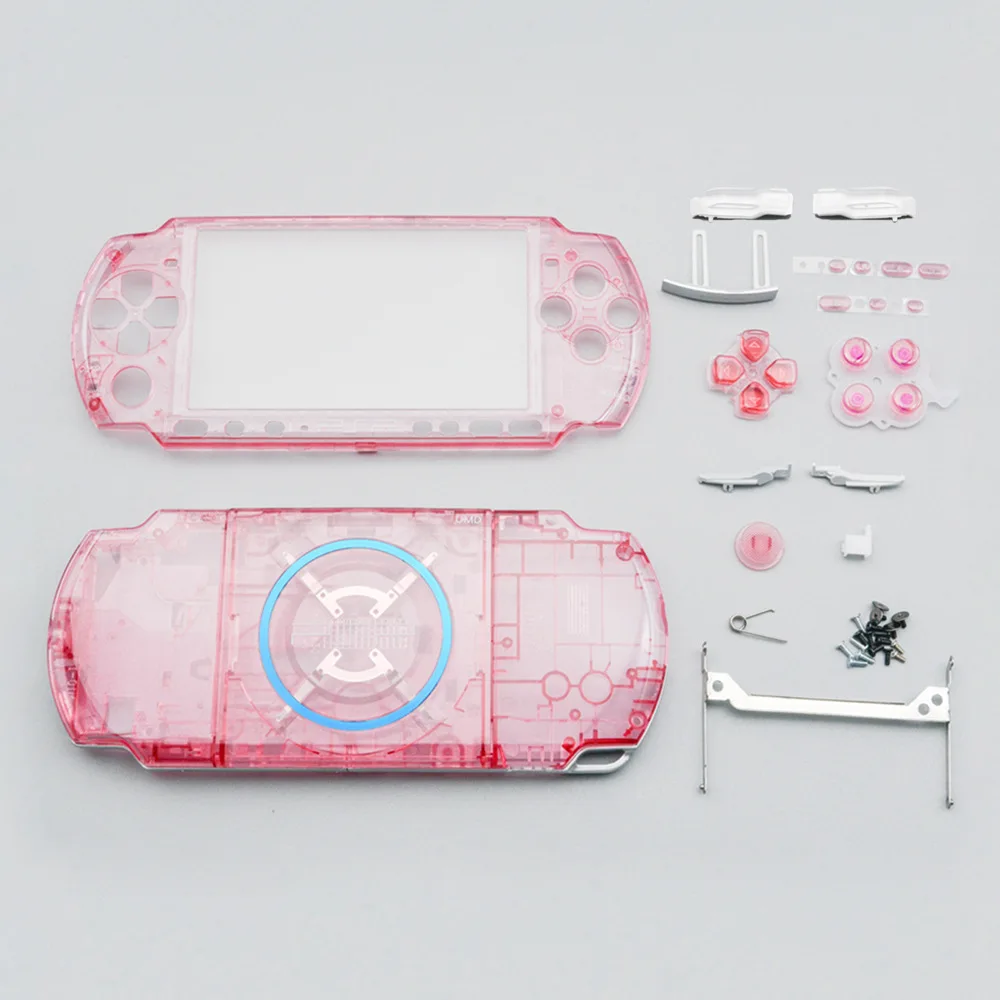 Translucent Replacement Housing Shell for PSP 3000 Faceplate Front Cover Bottom Case with Full Buttons Kits DIY Repair Parts