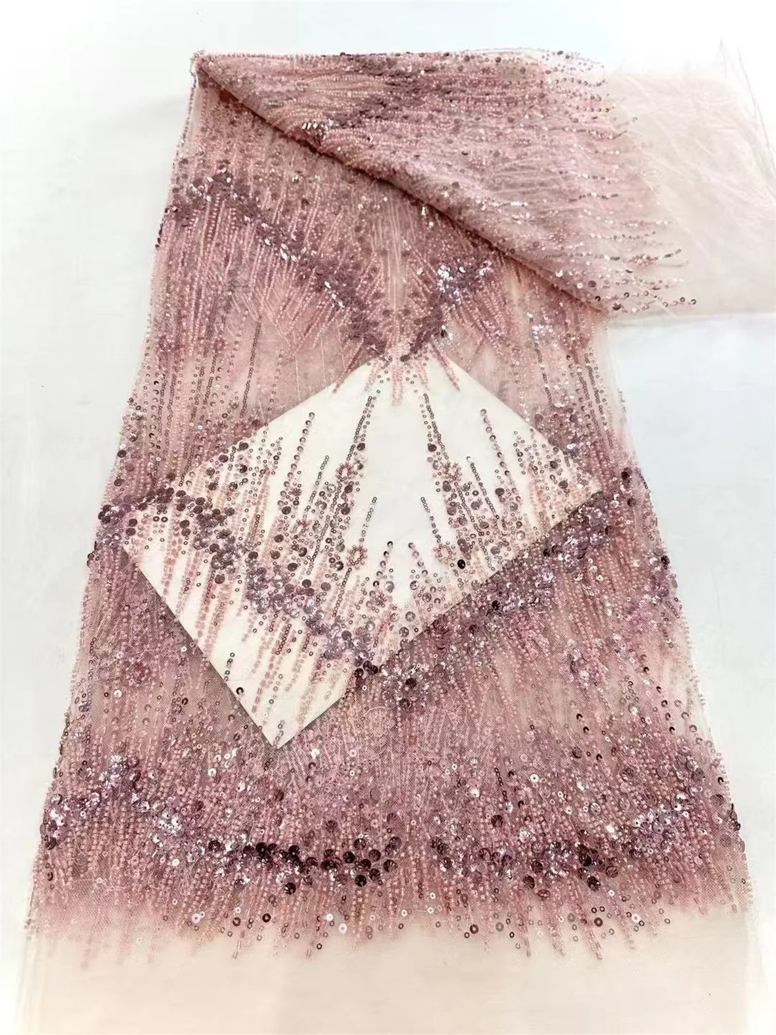 

African Lace Fabric Sequins Beaded Embroidery Groom Nigerian Bridal High Quality French Tulle Lace Fabric For Wedding