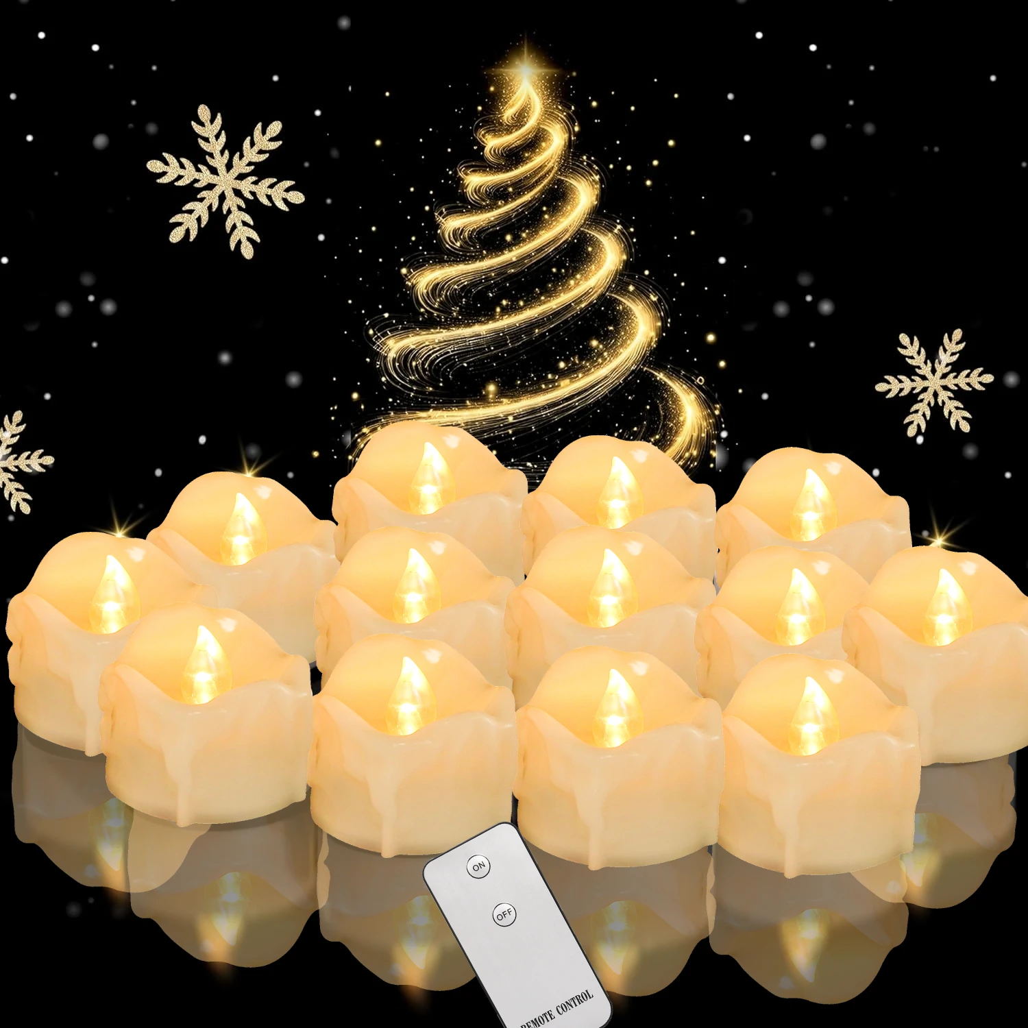 Drip Wax LED Tea Light Flameless Candles Lights with Remote or Auto Timer Realistic Bright Candles for Halloween Christmas Decor