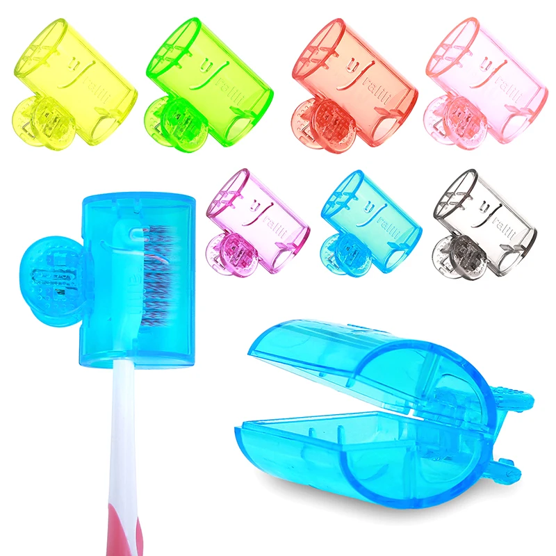 4PCS Portable Toothbrush Head Cover Clips Plastic Dustproof Head Protector Cap Travel Hiking Camping Bathroom Accessories