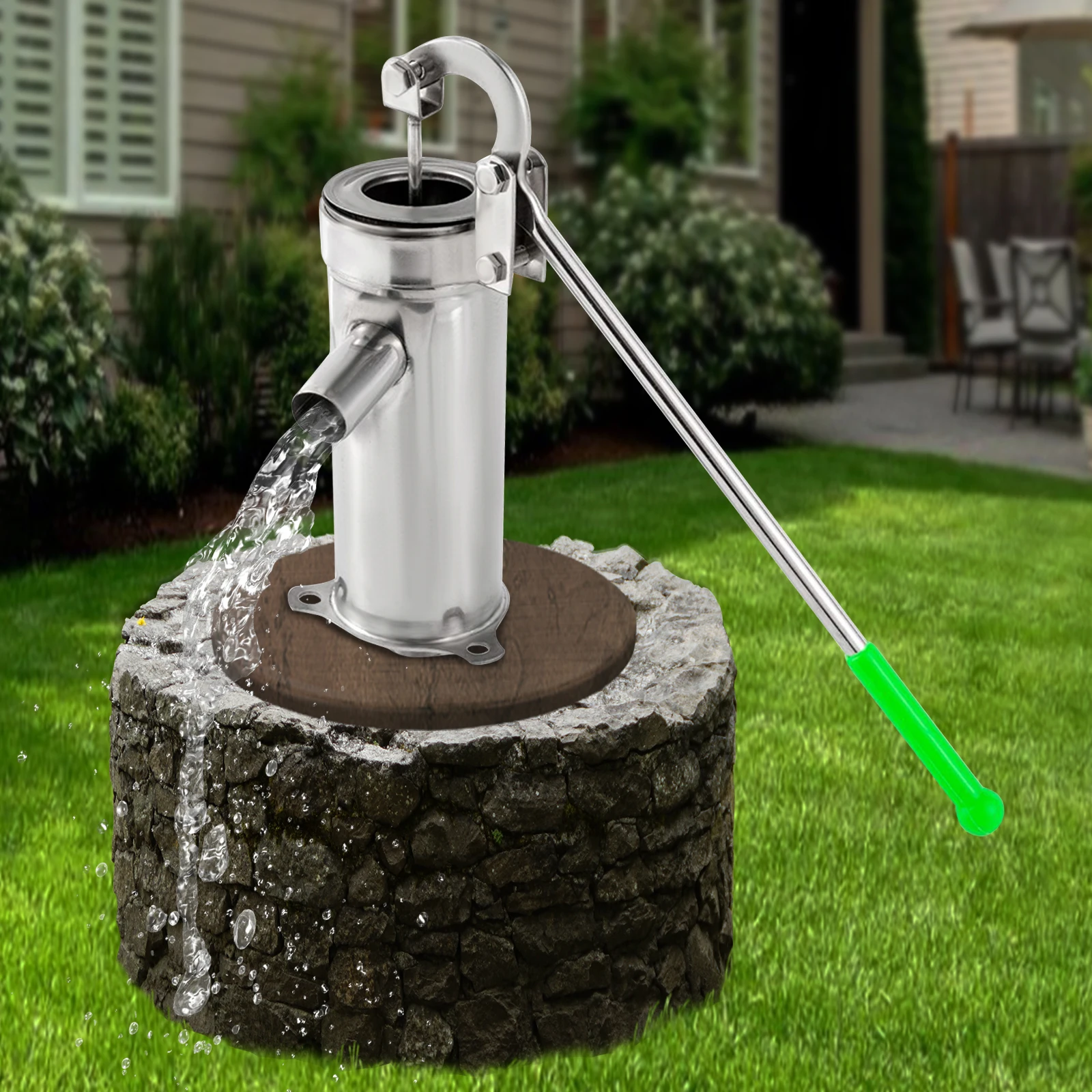 Deep Well Water pump 32mm Handheld Press Pump Hand Well Pump Stainless Steel for Industrial Work or Garden Yard Farm Home