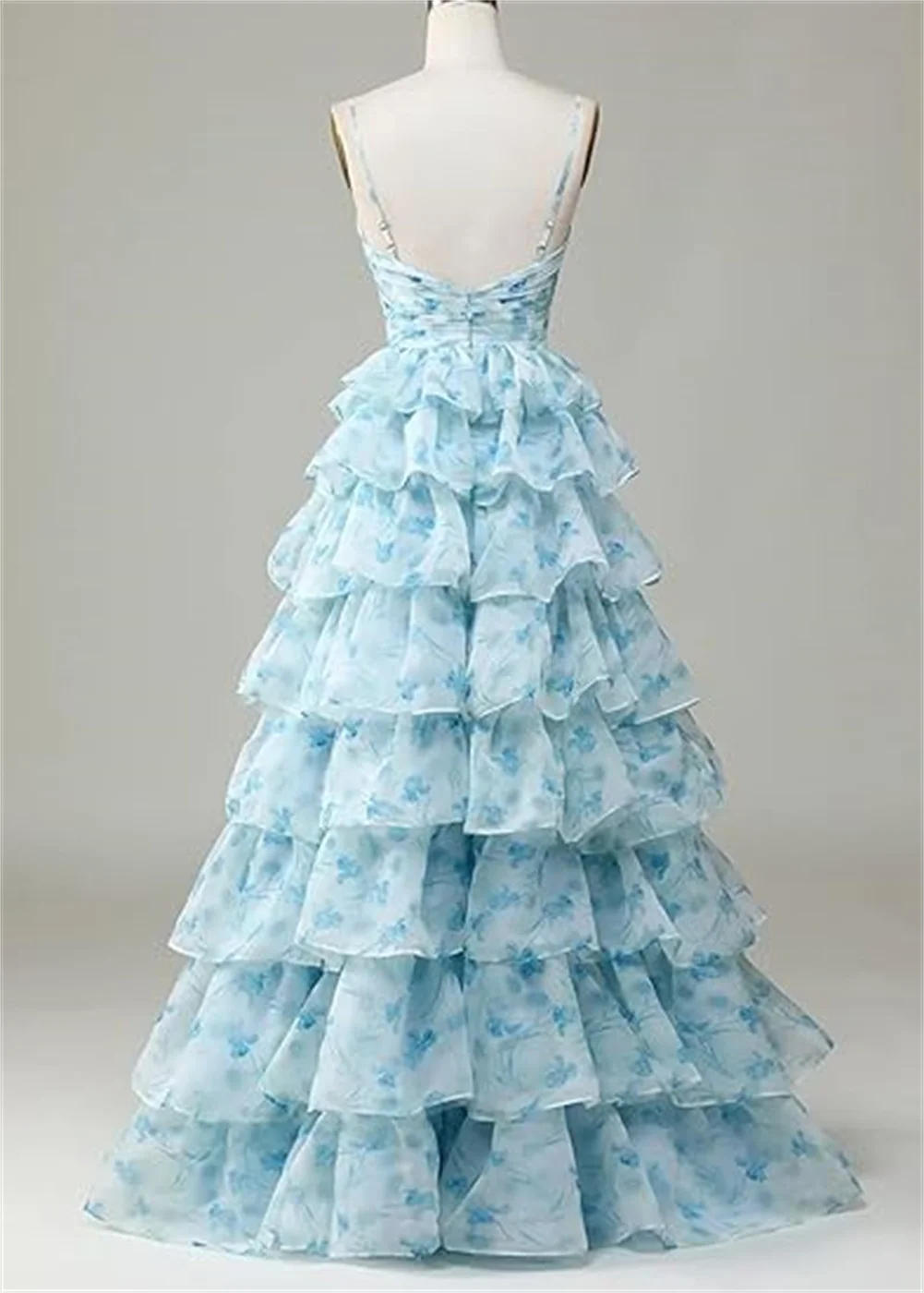 Robe de bal personnalisée à imprimé Floral, bretelles Spaghetti, longue, à plusieurs niveaux, en mousseline de soie, robes de soirée formelles, ligne A, robes de demoiselle d'honneur