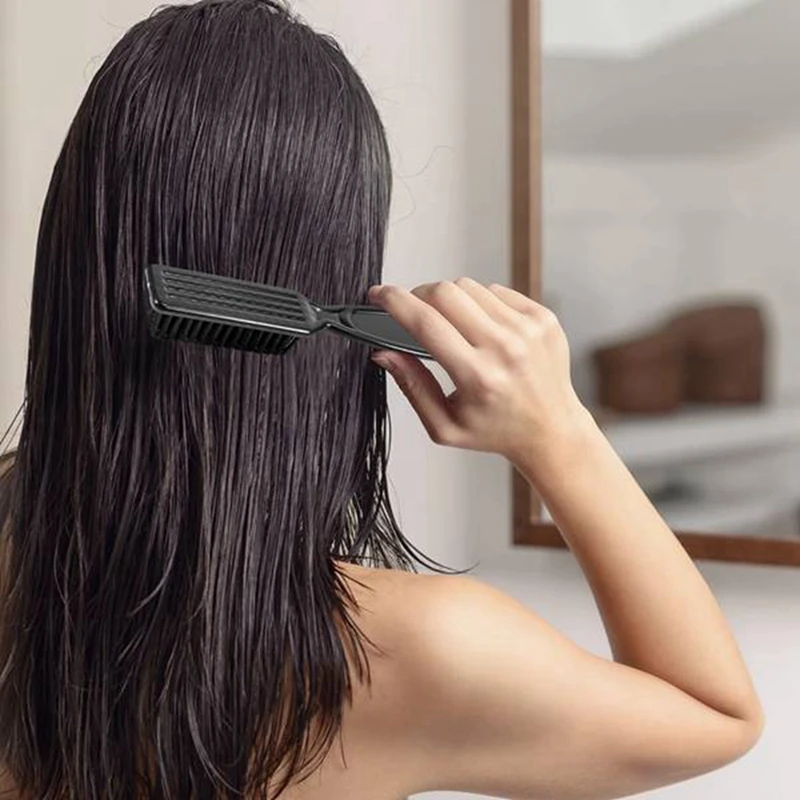 Cepillo de limpieza con forma de cabeza para peluquería, 2 piezas, peine de aceite Vintage, tijeras, tallado