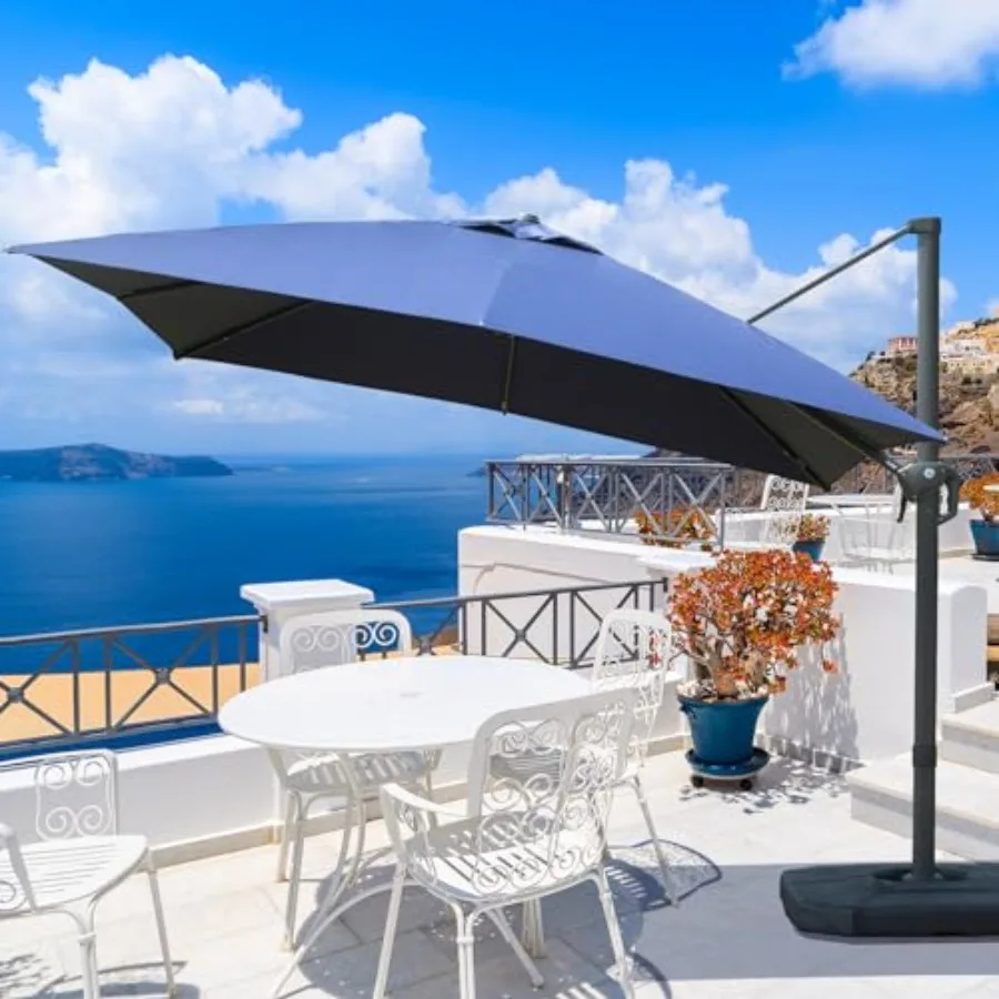 

Outdoor patio umbrella for deck, backyard, garden, pool; aluminum frame, black; windproof with 360 rotation and cantilever offs