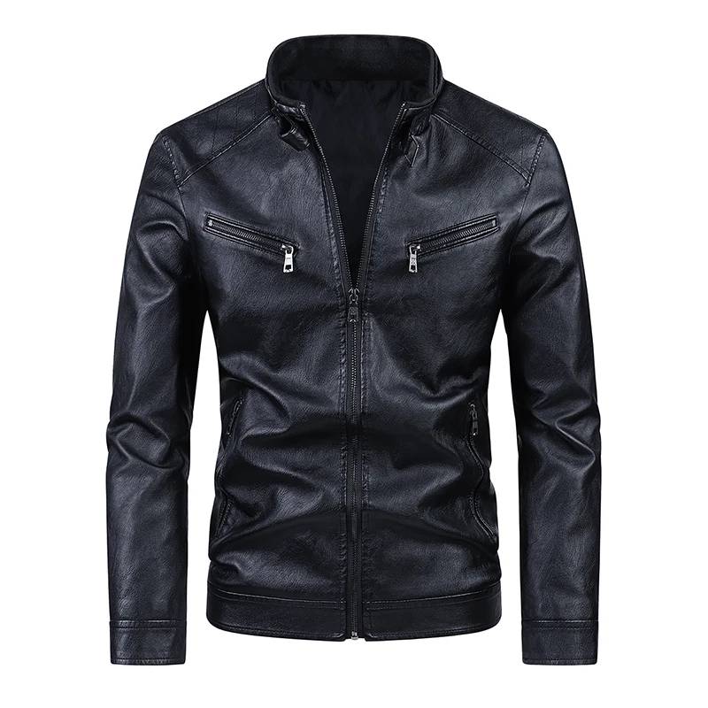 2024 New Autumn Leather Jacket Men's Light Luxury Fashion Slim Fit PU Leather Coat Vintage Windproof motorcyclist Jacket Man