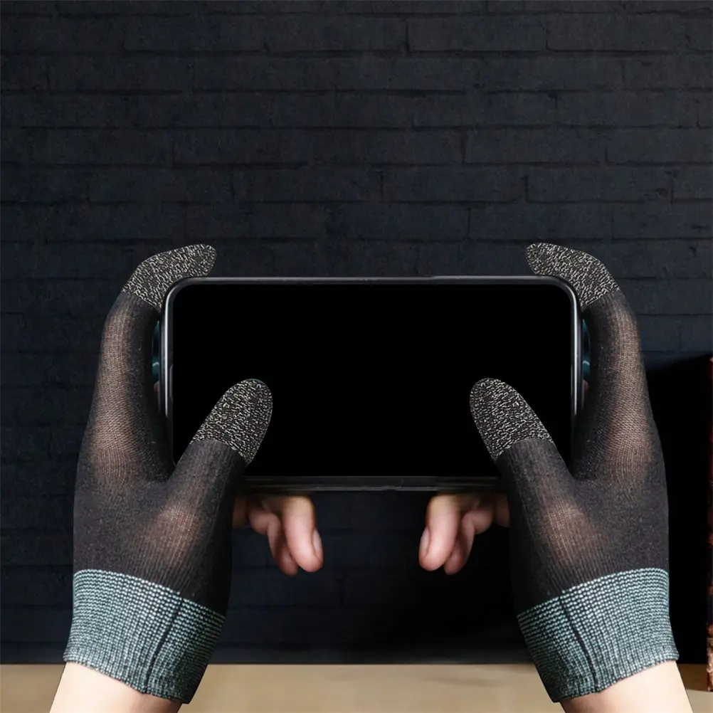 1Pair Breathable Gaming Gloves Touch Screen Gloves Carbon Fiber Finger Covers Anti-Sweat Lightweight for Phone Gaming