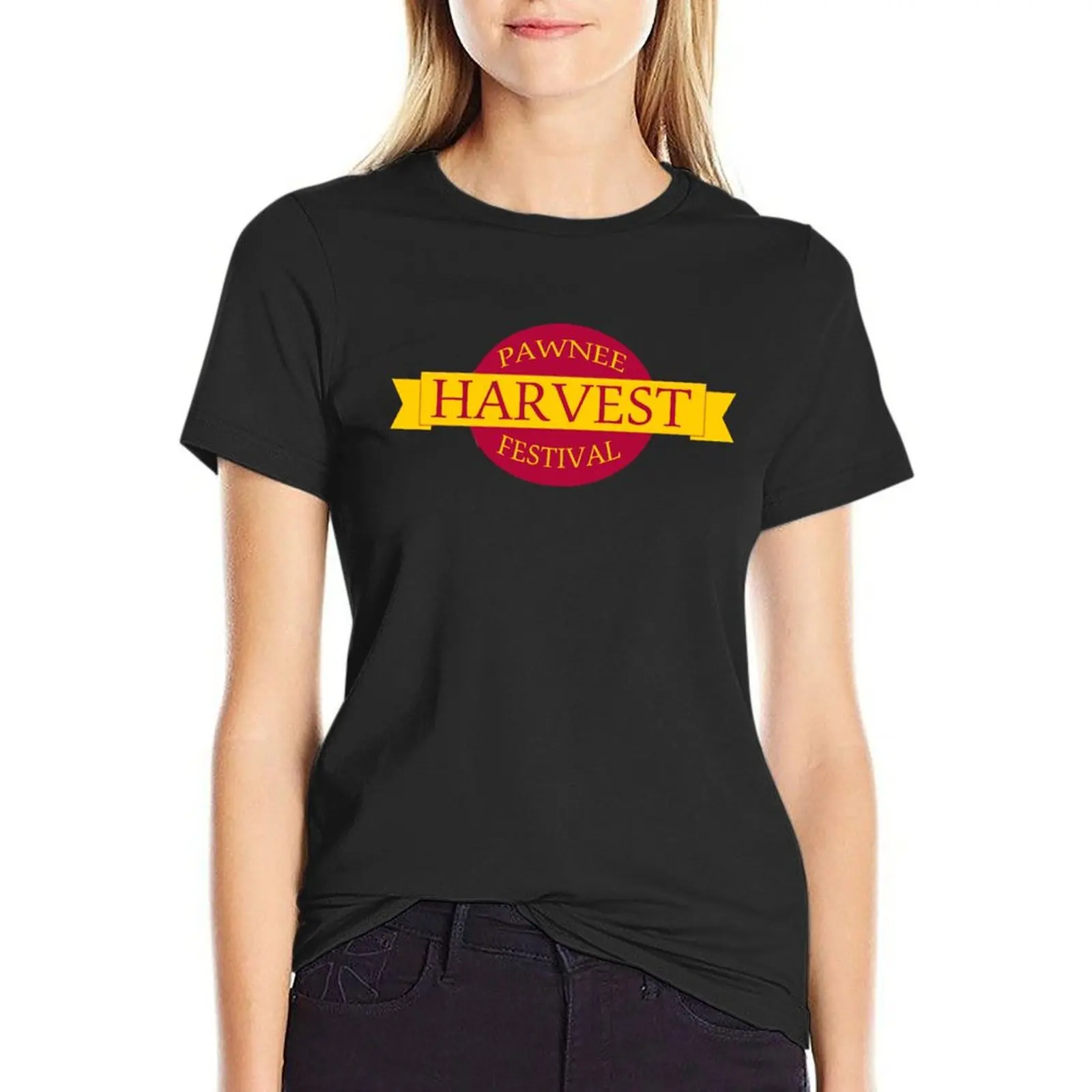 Pawnee Harvest Festival logo T-Shirt Aesthetic clothing summer clothes summer top kawaii clothes tops Women