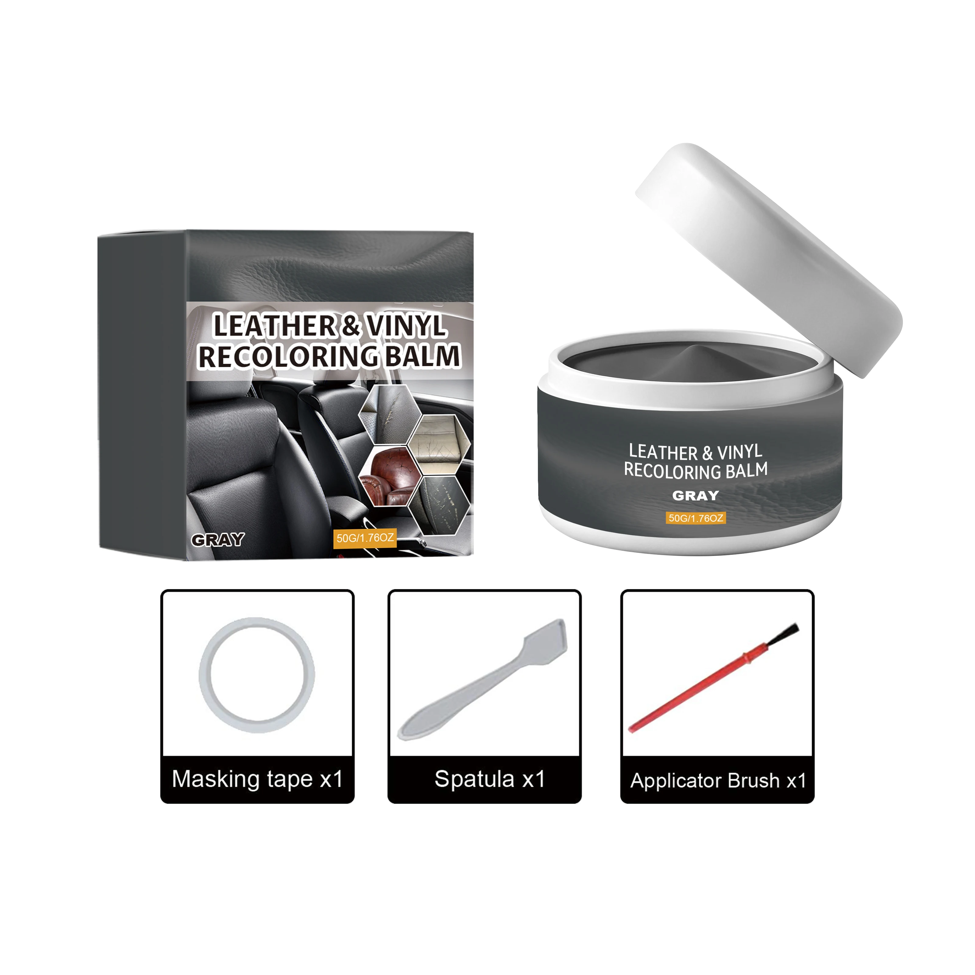 Grey Leather Repair Paste, Silky Smooth Texture, Even Color & Brightening, Multi-material Universal, Convenient Home DIY Leather Restoration Cream