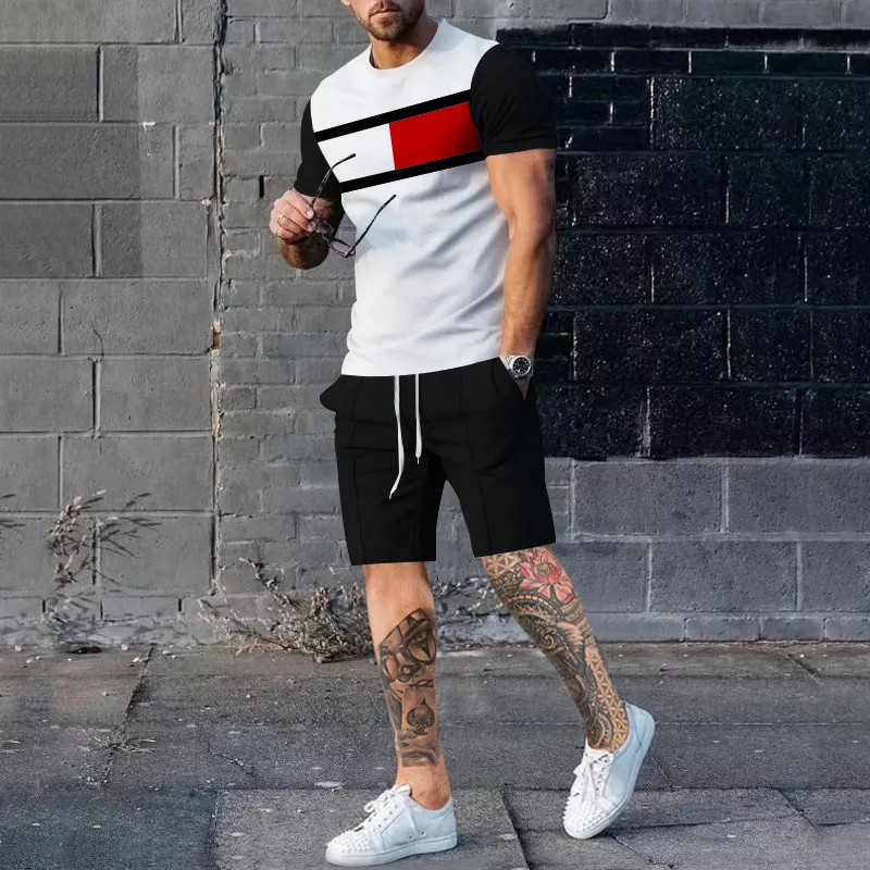 

Fashion Leisure Comfortable Set for Men Including T-shirts Shorts Suitable Sports Fitness Activities 2025 Summer 3D Print