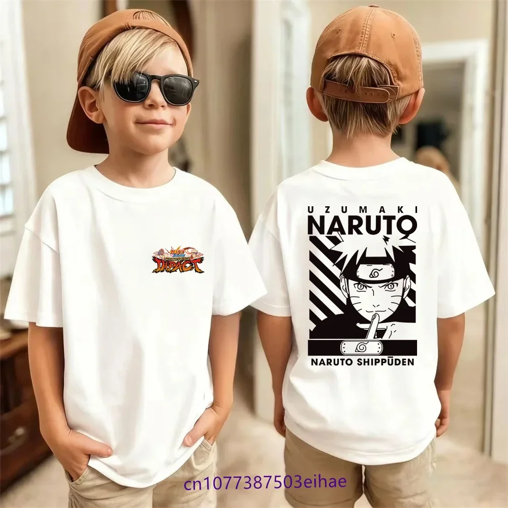 Naruto & Sasuke Kids T-shirt Short Sleeve Anime Cosplay Childhood Design Summer 2026 Children's Dressing Top