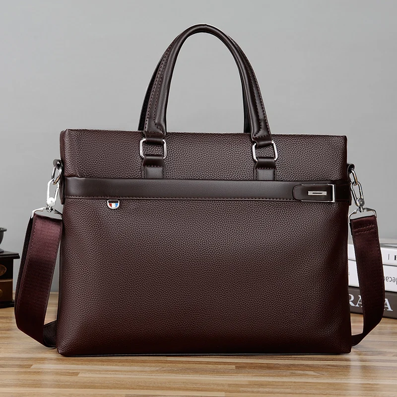 

Business Black Men's Briefcase Bag Soft Leather Handbag Luxury Shoulder Messenger Casual Man Laptop Tote