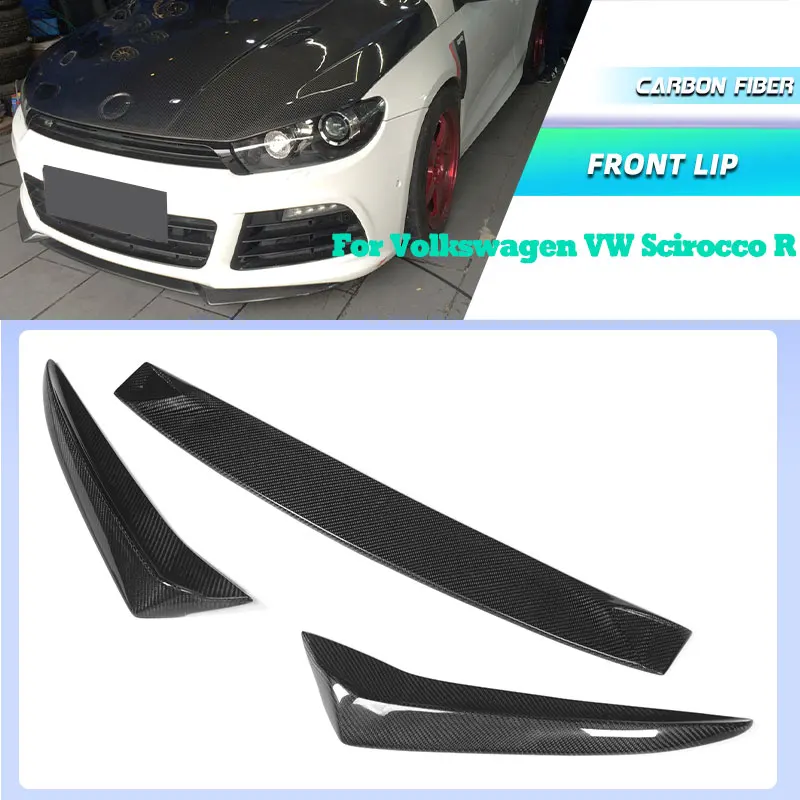 

Автомобильный передний бампер из углеродного волокна, спойлер для Volkswagen VW Scirocco R 2009-2014, нестандартный фартук для переднего подбородка, комплекты кузова