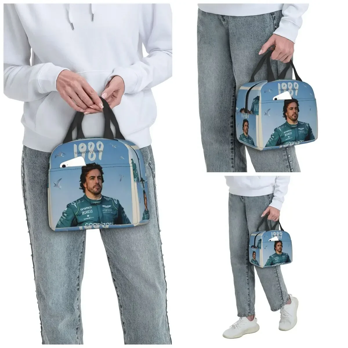 1989 Ferdinand Fernando Alonso Insulated Lunch Bag for Women Office Cooler Thermal Food Box Tote Leakproof Lunch Boxes Container