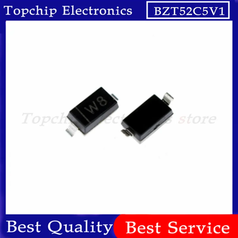 100 قطعة BZT52C5V1 W8 SOD-123 SMD 1206 الجهد استقرت ديود 5.1 فولت SOD123