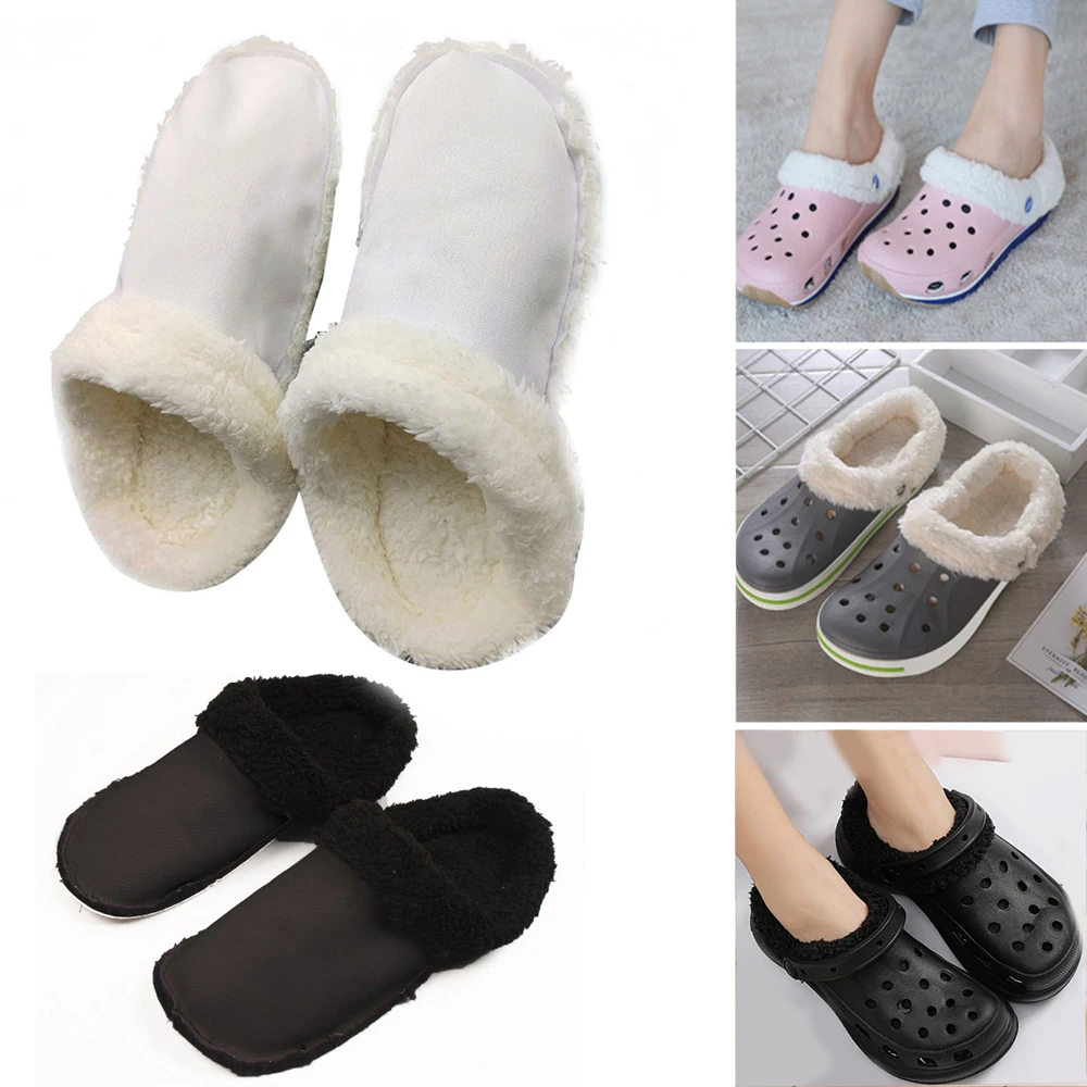 Chinelos de forro de pelúcia curta para homens e mulheres, tamancos de inverno quente, sapatos de algodão interior para casa, acessórios DIY