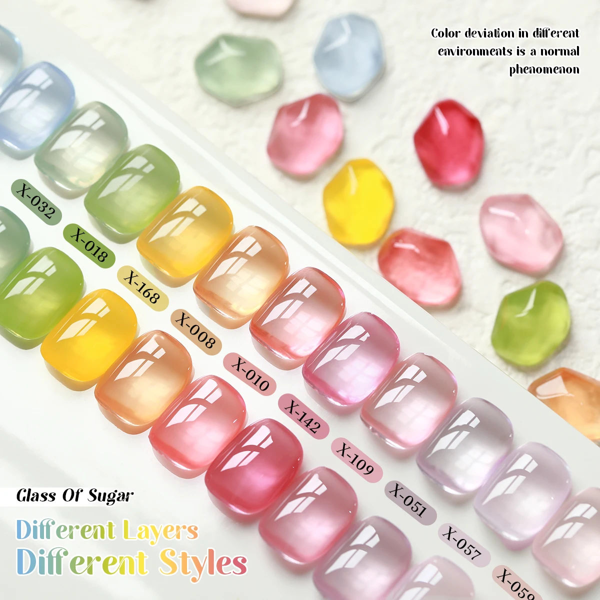 XEIJAYI ผลไม้สีน้ําตาล 12 ชิ้น/เซ็ต-Candy สีเล็บ,ความอิ่มตัวสูงน้ําผลไม้, easy DIY สไตล์หวานและเย็น