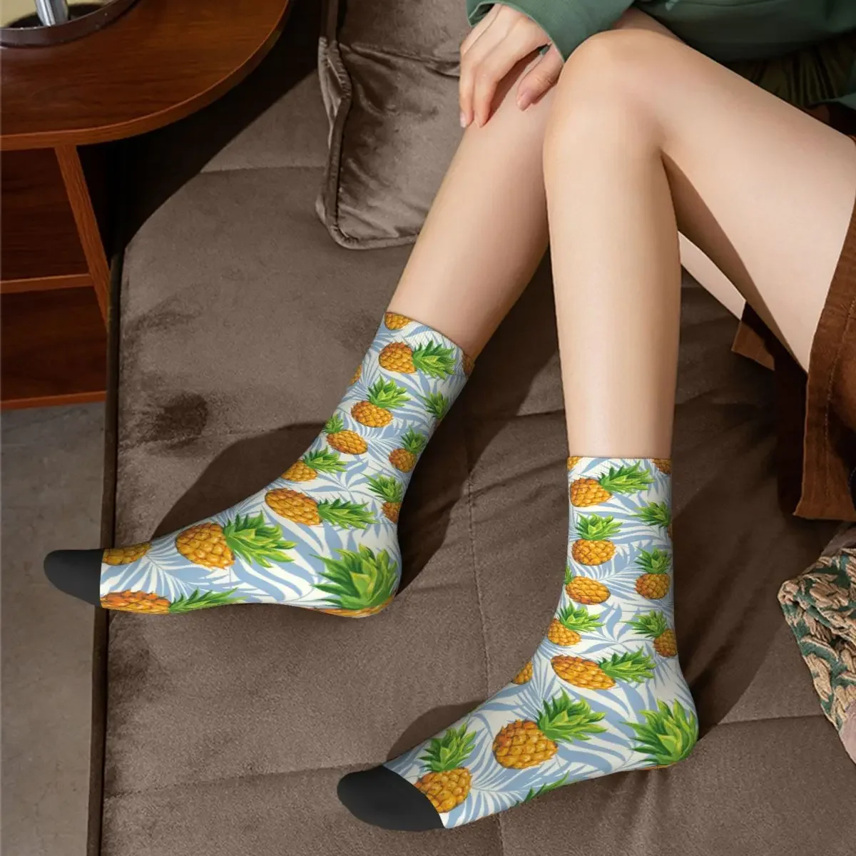 Calcetines transpirables para hombre y mujer, calcetín de piña, fruta, alta calidad, primavera, verano, Otoño e Invierno