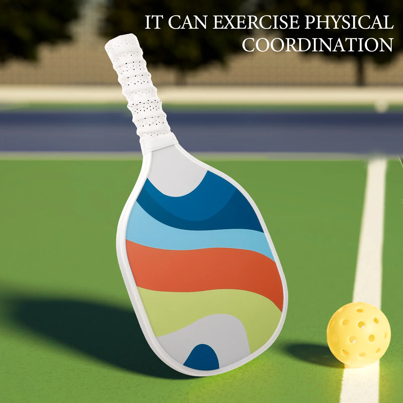 Raqueta deportiva con bordes de madera, surtido de pelotas de paleta, accesorio con orificio de entrenamiento, Miss