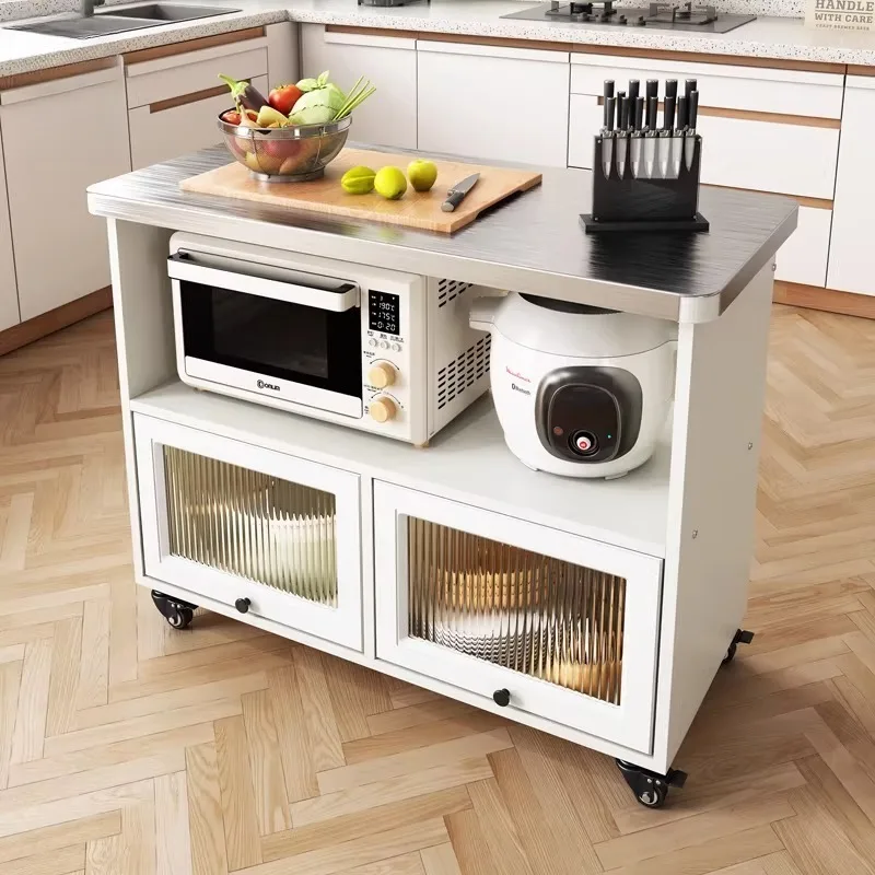 Kitchen rack Stainless steel vegetable cutting table Multifunctional storage cabinet Storage table Household small table Floor t